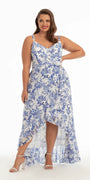 white-blue/size/14/plus/Camille La Vie/Ruffle High-Low Chiffon Floral Print Dress /front alt
