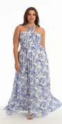 Floral Chiffon A Line Halter Dress - Camille La Vie