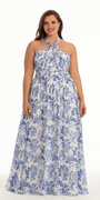 Floral Chiffon A Line Halter Dress - Camille La Vie
