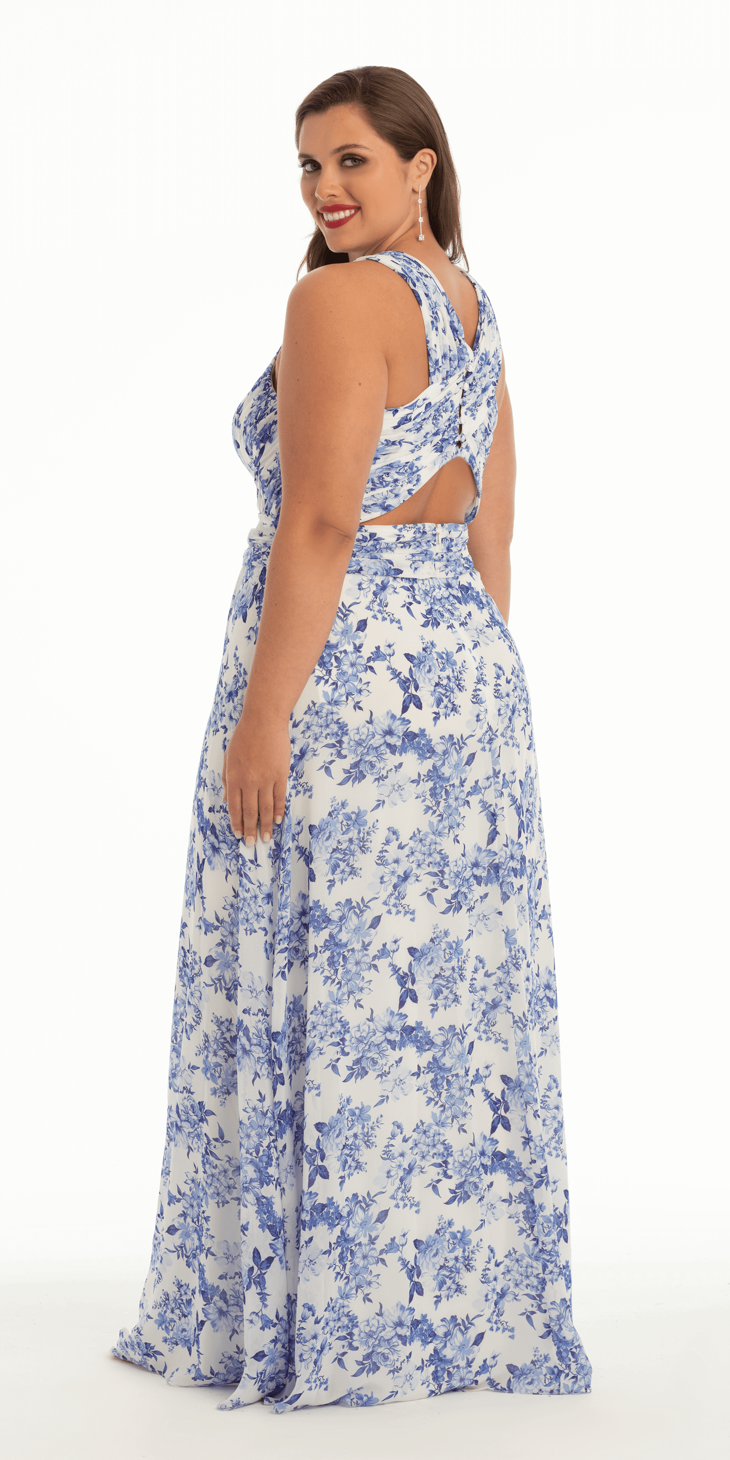 Sweetheart Floral A Line Dress with X Back - Camille La Vie