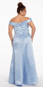 Satin Side Gather Off the Shoulder Dress - Camille La Vie