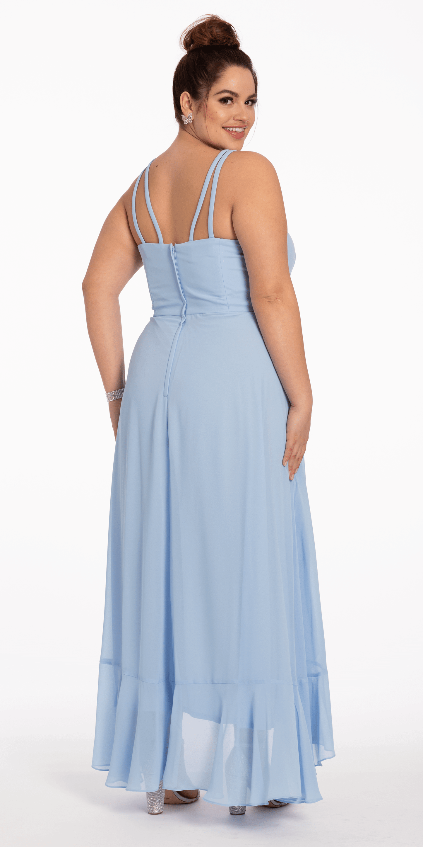 Tiered Chiffon Double Strap High Low Dress - Camille La Vie