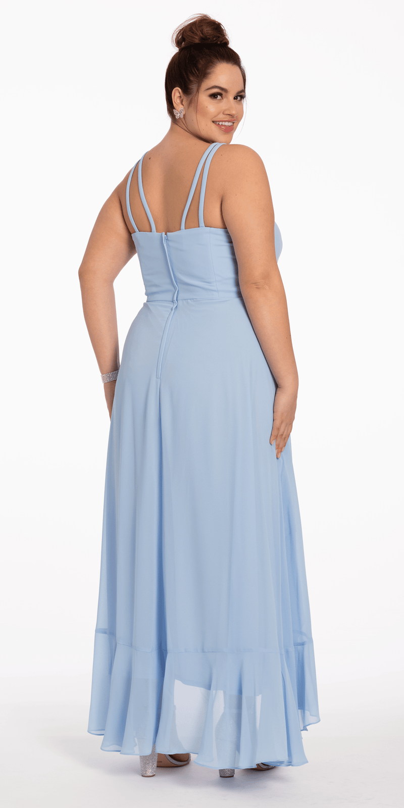 Tiered Chiffon Double Strap High Low Dress - Camille La Vie