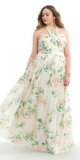 Print Tie Neck Halter Dress - Camille La Vie
