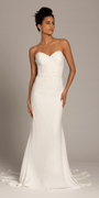  ivory/size/4/missy/Camille La Vie/Sweetheart Crepe Trumpet Dress with Sequin Cascade Train /front