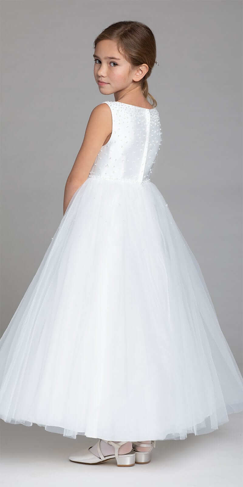 Crystal Beaded Mikado Tulle Dress - Camille La Vie