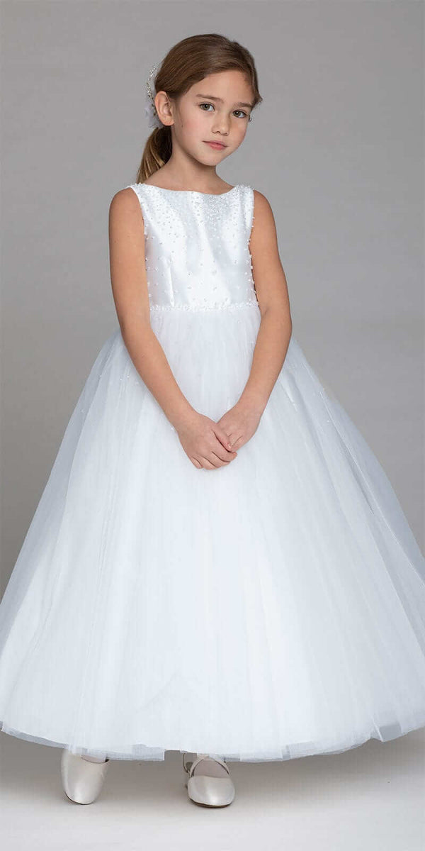 Crystal Beaded Mikado Tulle Dress - Camille La Vie