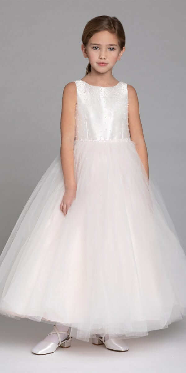 Crystal Beaded Mikado Tulle Dress - Camille La Vie