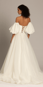 ivory/size/4/missy/ Camille La Vie/Organza Lace Up Back Ballgown with Detachable Sleeves/back