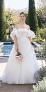  ivory/size/4/missy/ Camille La Vie/Organza Lace Up Back Ballgown with Detachable Sleeves/front