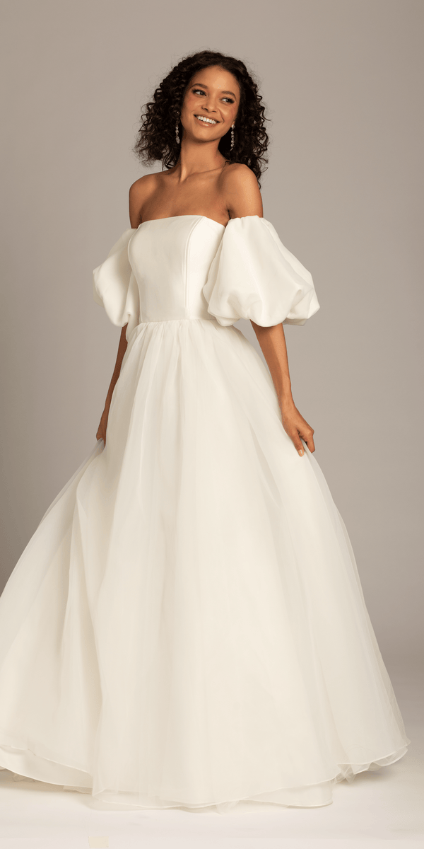 ivory/size/4/missy/ Camille La Vie/Organza Lace Up Back Ballgown with Detachable Sleeves/front alt
