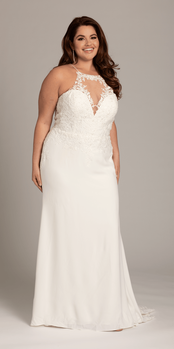 ivory/size/14/ plus/Camille La Vie/Crepe Floral Embellished Racer Back Dress with Leaf Beading Detail /front alt