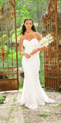 Strapless Sweetheart Lace Trumpet Dress with Cris Cross Bodice - Camille La Vie