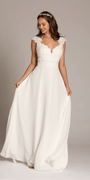 ivory/size/4/ missy/Camille La Vie/Cap Sleeve Crocheted Illusion Back Chiffon A Line Dress/front alt