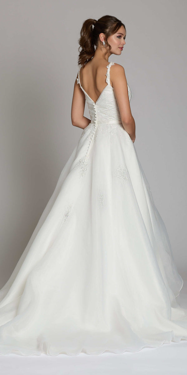 ivory/size/4/missy/Camille La Vie/Sweetheart Organza Wrap Ballgown /back