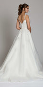 ivory/size/4/missy/Camille La Vie/Sweetheart Organza Wrap Ballgown /back