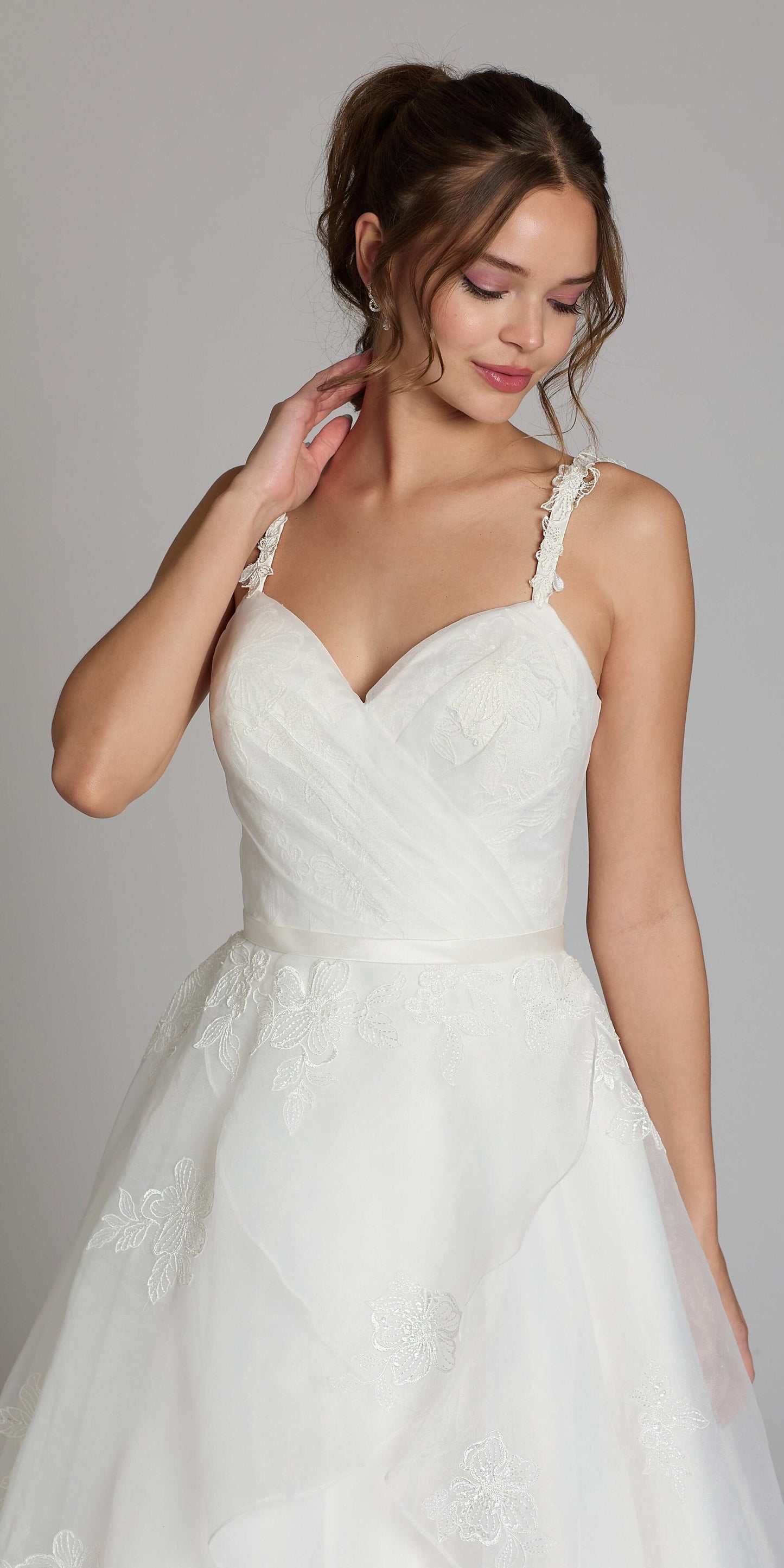 ivory/size/4/missy/Camille La Vie/Sweetheart Organza Wrap Ballgown /close up