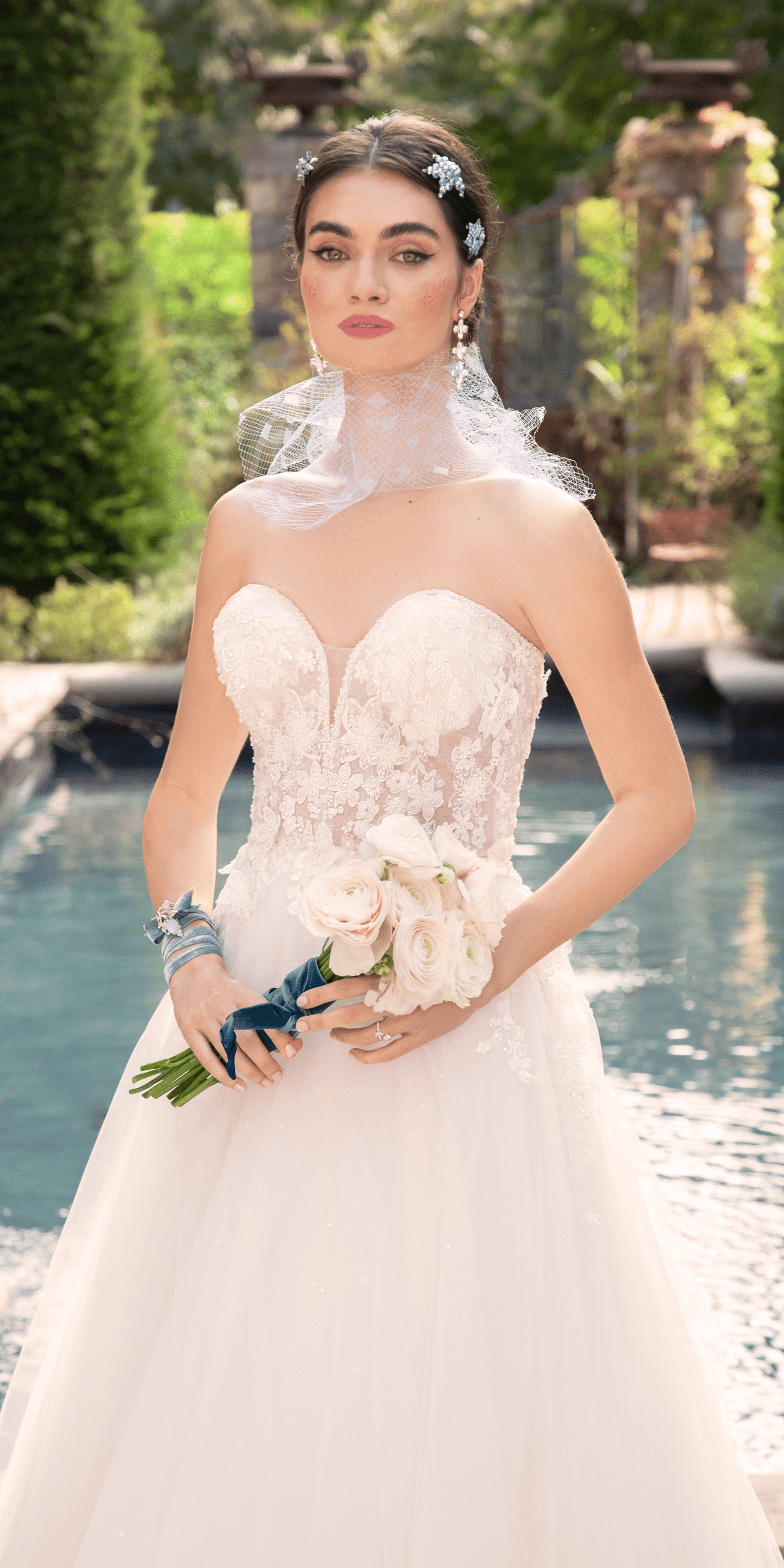 Tulle A Line Dress with 3D Embellished Appliques - Camille La Vie
