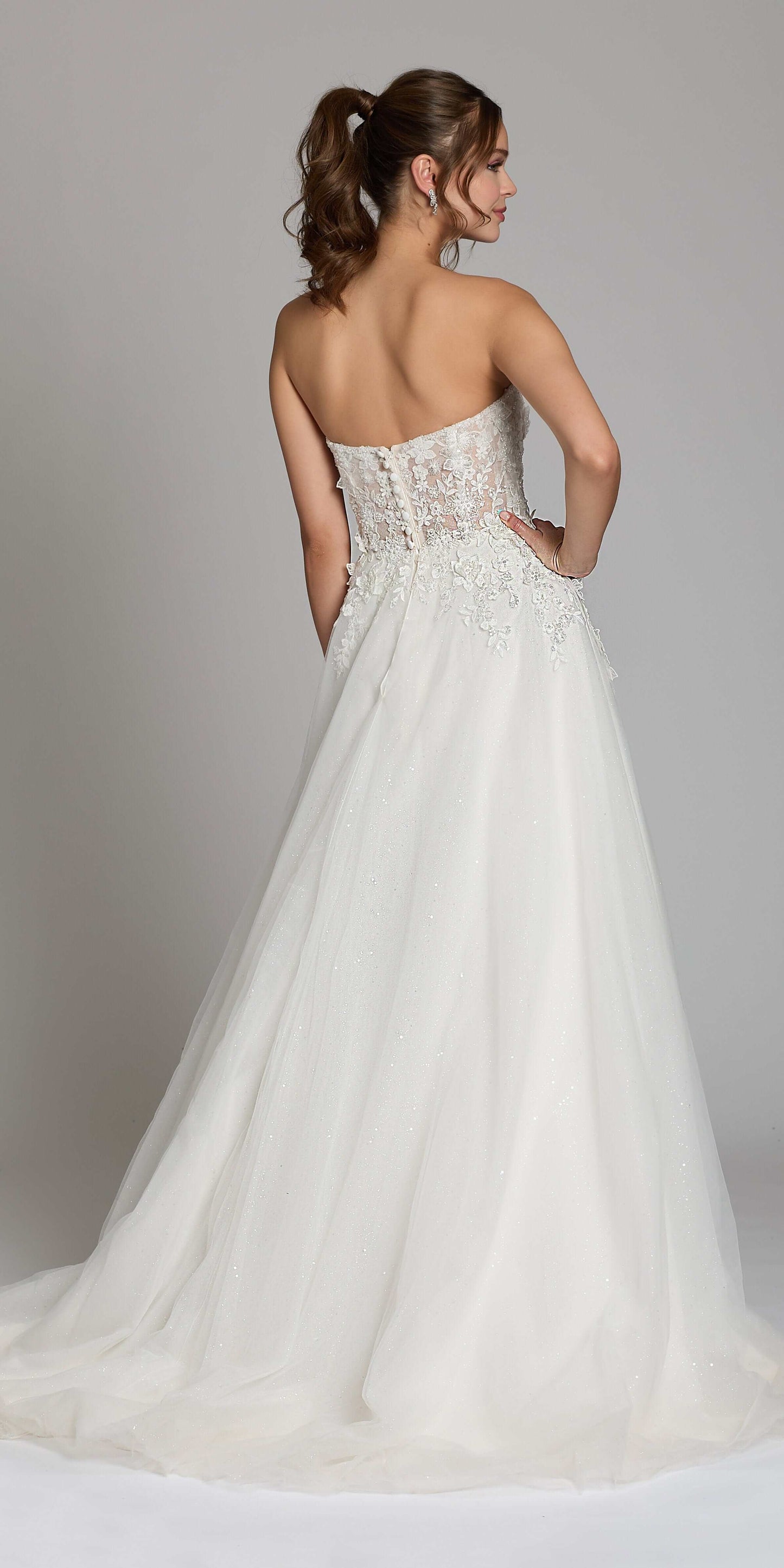 Tulle A Line Dress with 3D Embellished Appliques - Camille La Vie