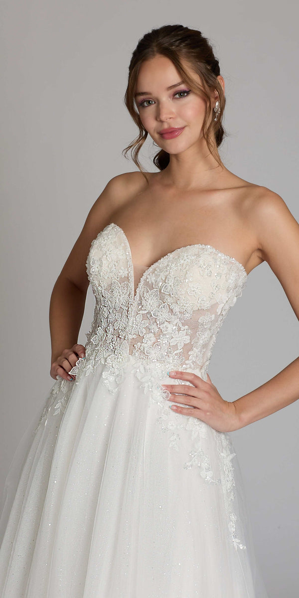 Tulle A Line Dress with 3D Embellished Appliques - Camille La Vie
