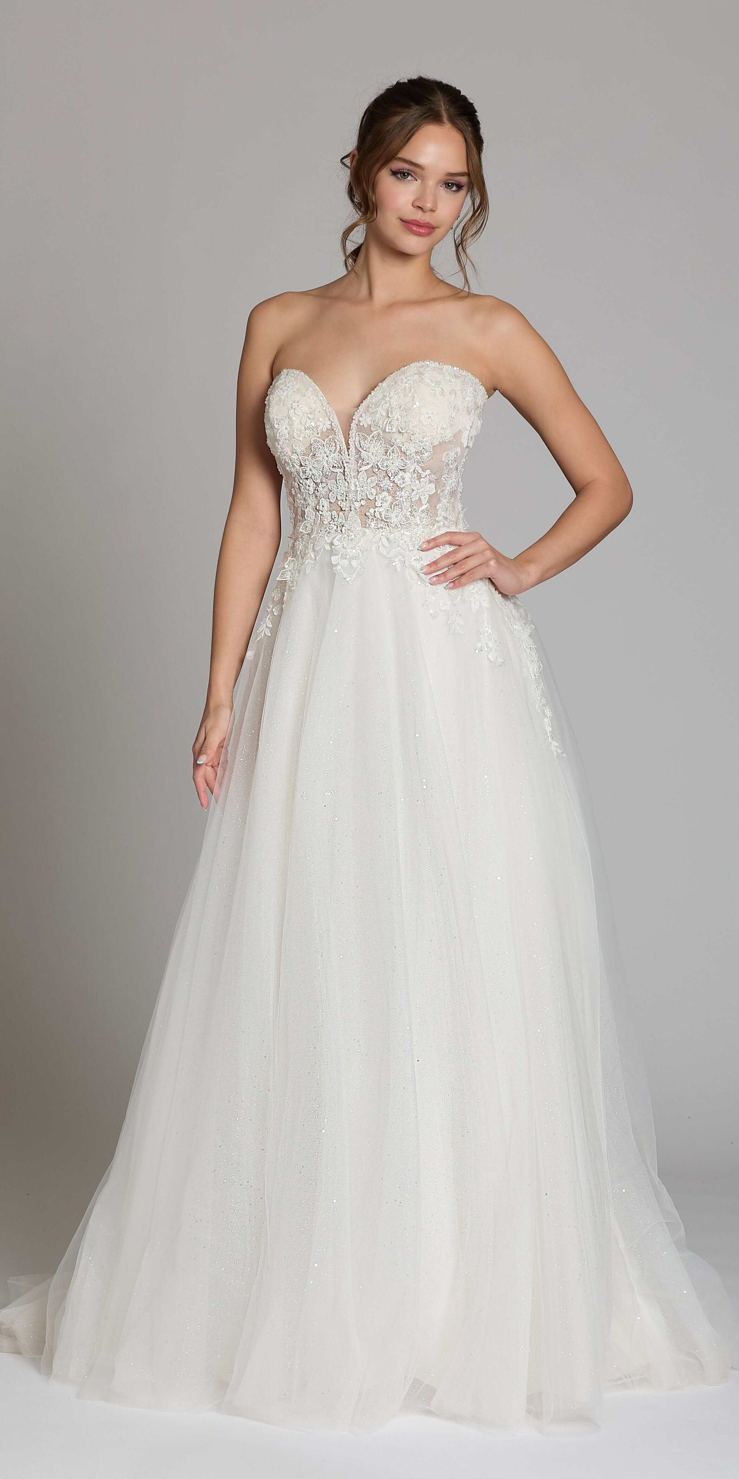 Tulle A Line Dress with 3D Embellished Appliques - Camille La Vie