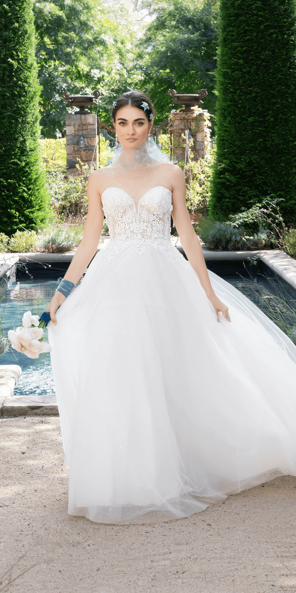 Tulle A Line Dress with 3D Embellished Appliques - Camille La Vie