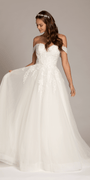 ivory/size/6/missy/Camille La Vie/Sweetheart Tulle Floral Lace Off the Shoulder Ballgown/front alt