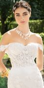 Floral Applique Off the Shoulder Glitter Tulle Mermaid Dress - Camille La Vie