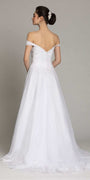 Off The Shoulder Lace Satin A-Line Gown - Camille La Vie
