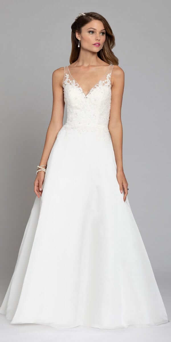 ivory/size/4/missy/Camille La Vie/Floral Applique Organza A-Line Gown /front 1