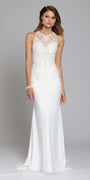 Crepe Applique Illusion Waist Gown - Camille La Vie