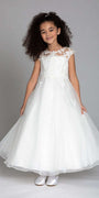 Lace Cap Sleeve Triple Bow Trim Dress - Camille La Vie