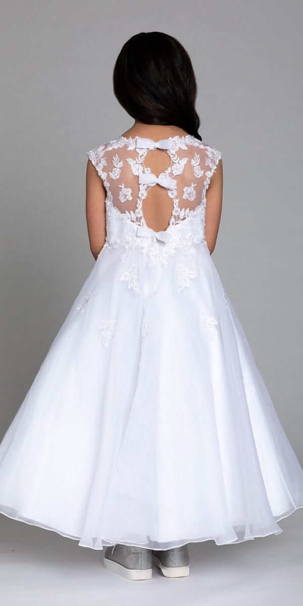 Lace Cap Sleeve Triple Bow Trim Dress - Camille La Vie