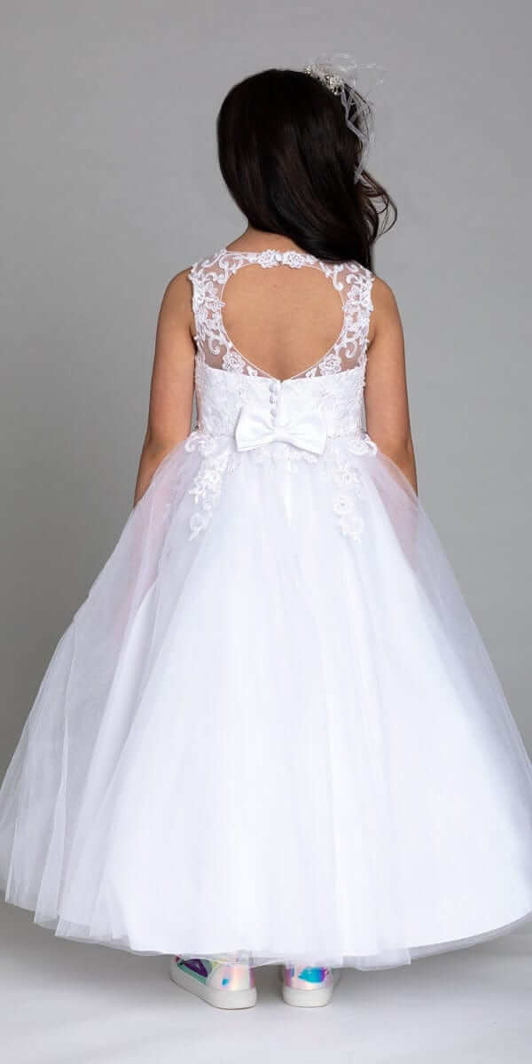 Floral Applique Keyhole Bow Back Dress - Camille La Vie