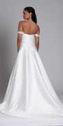 ivory/size/4/missy/Camille La Vie/Mikado Off the Shoulder Pleated Bodice Ballgown with Pockets /back