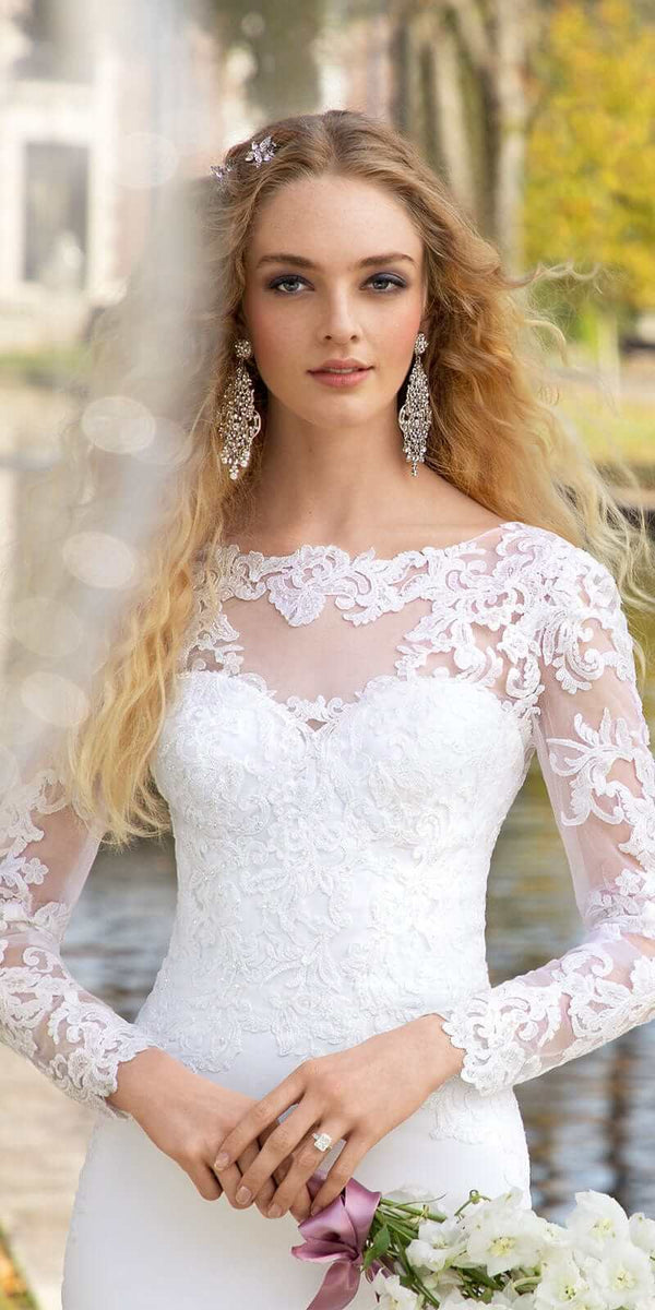 white/size/4/missy/Camille La Vie/Long Sleeve V Back Crepe Dress with Embellished Appliques /close up
