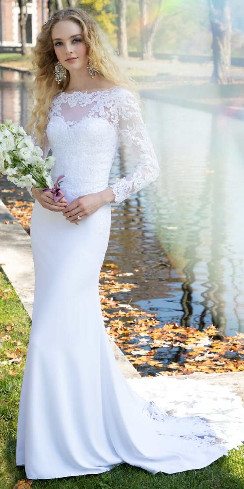 white/size/4/missy/Camille La Vie/Long Sleeve V Back Crepe Dress with Embellished Appliques /front