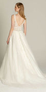 Glitter Embroidered Plunging Box Pleat Tulle Ballgown - Camille La Vie