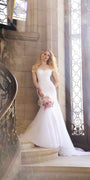 white/size/4/ missy/Camille La Vie/Off the Shoulder Embroidered Corset Trumpet Dress /front 1