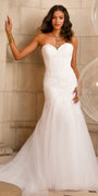 ivory/size/4/ missy/Camille La Vie/Sweetheart Embroidered Trumpet Dress with Tulle Godets/front1 