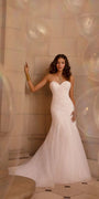ivory/size/4/ missy/Camille La Vie/Sweetheart Embroidered Trumpet Dress with Tulle Godets /front