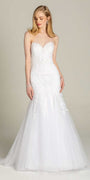 ivory/size/4/ missy/Camille La Vie/Sweetheart Embroidered Trumpet Dress with Tulle Godets/front
