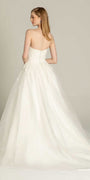 ivory-pink/size/4/ missy/ Camille La vie/Embellished Embroidered Strapless Tulle Ballgown /back