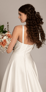 Square Neck Satin Ballgown with Pockets - Camille La Vie