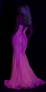 Glitter Glow in the Dark Swirl Sweetheart Corset Mermaid Dress with Godets - Camille La Vie
