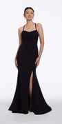 Jersey Glitter Lattice Back Dress with Drape Front - Camille La Vie