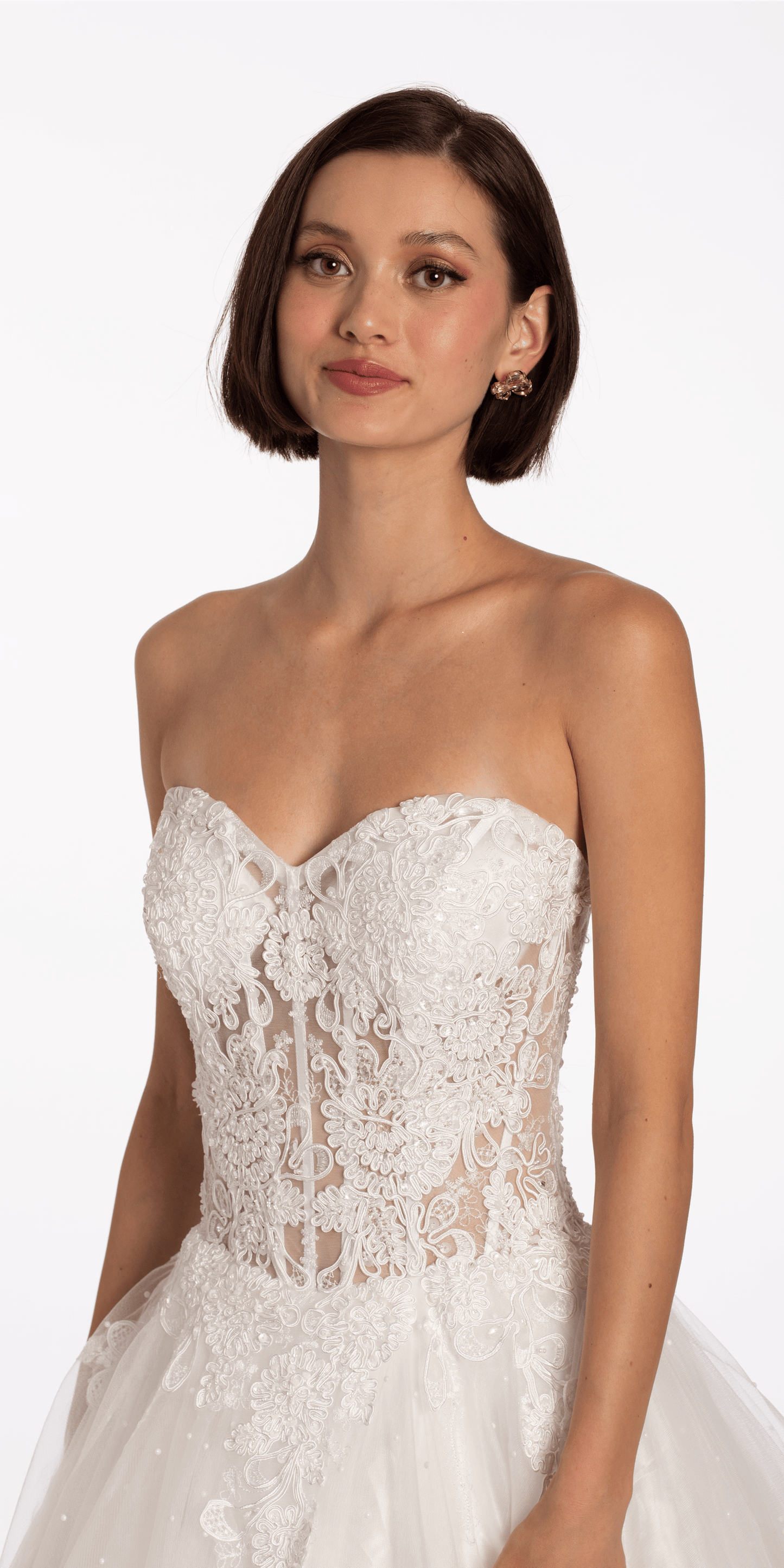 Sweetheart Embroidered Corset Ballgown with Heat Set Stones - Camille La Vie