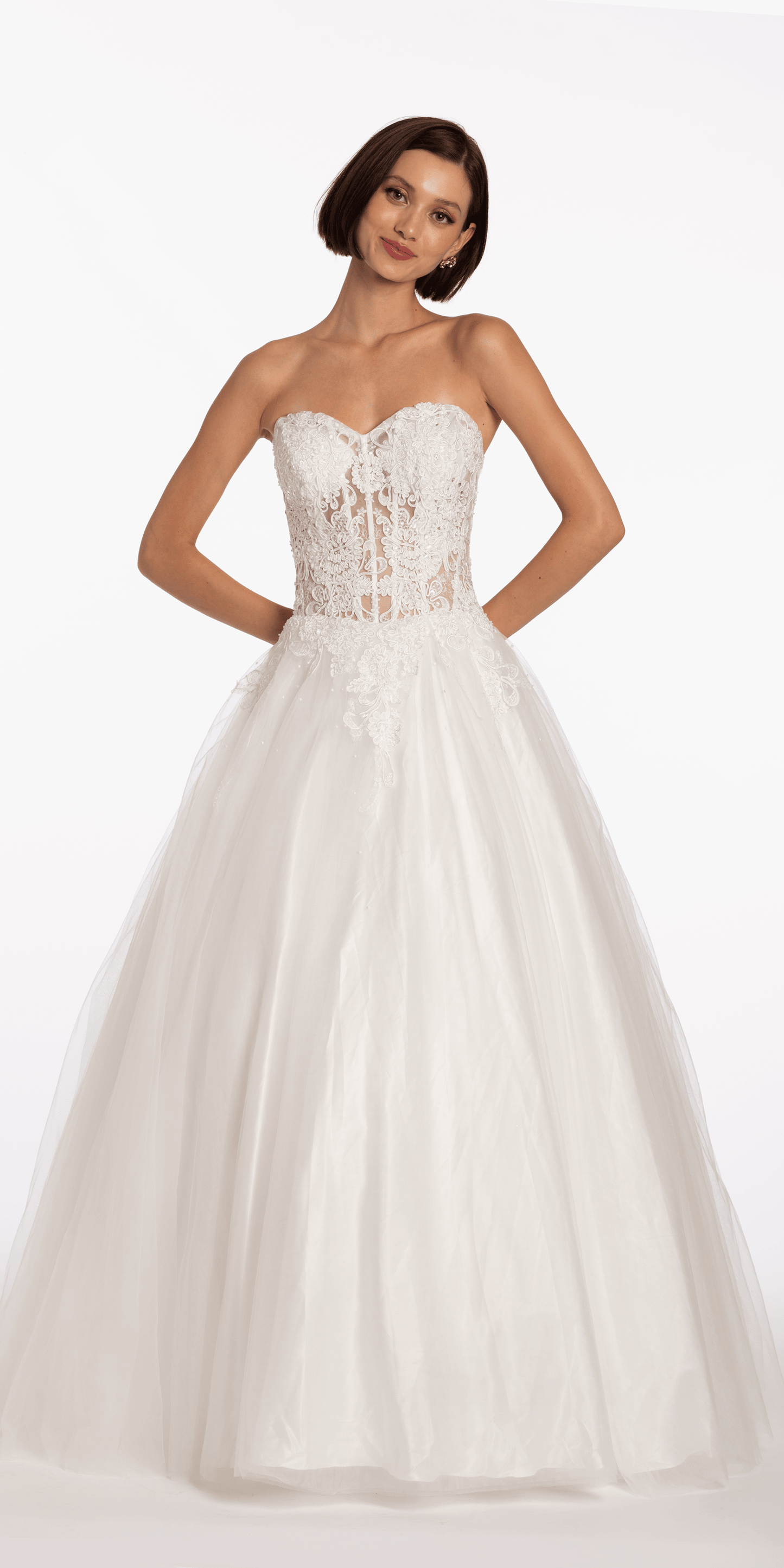 Sweetheart Embroidered Corset Ballgown with Heat Set Stones - Camille La Vie