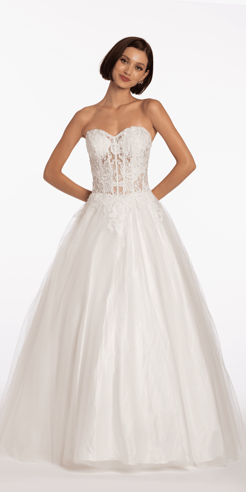 Sweetheart Embroidered Corset Ballgown with Heat Set Stones - Camille La Vie