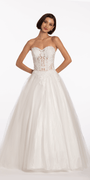 Sweetheart Embroidered Corset Ballgown with Heat Set Stones - Camille La Vie